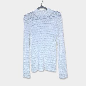 SANCTUARY Blouse XL Ivory Long Sleeve Puff Design With Mesh GUC